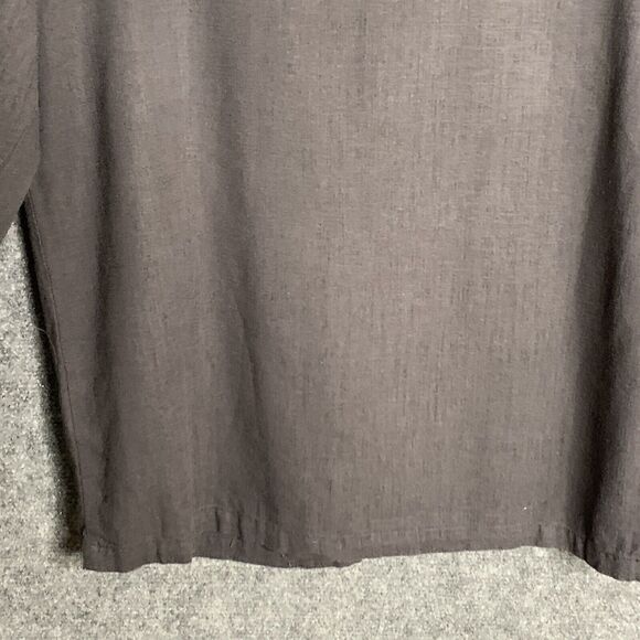 Paul Jones Long Sleeve Top Women S Rayon Linen Lace-Up Neck NWOT Charcoal - Picture 9 of 11